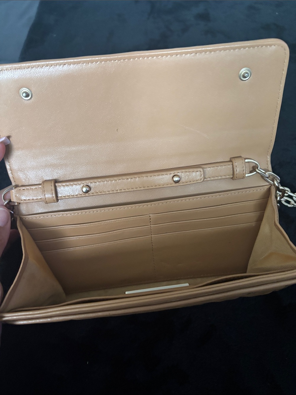 Valentino Beige Quilted Studded Crossbody with Silver Chain - Picture 2 of 4